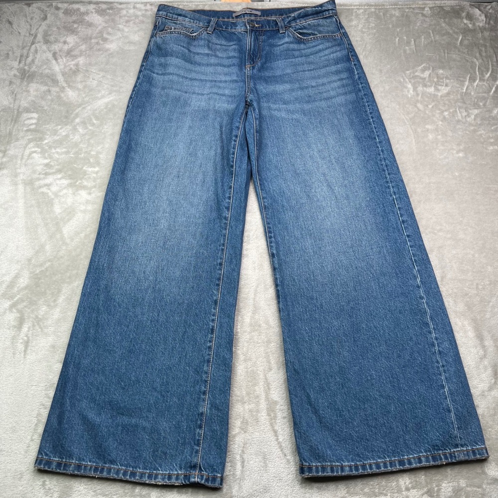 Joe's Tokyo Low Rise Wide Leg Jeans Womens 32 Blue Medium‎ Wash Stretch Denim